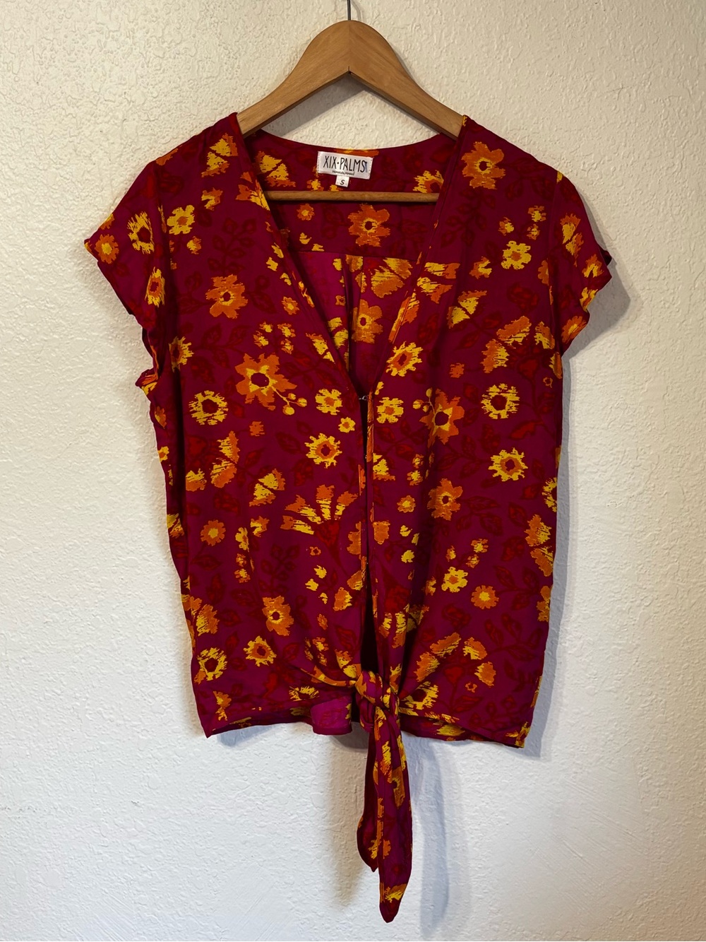 XIX Palms Resort Wear Floral Tie Front Top Small